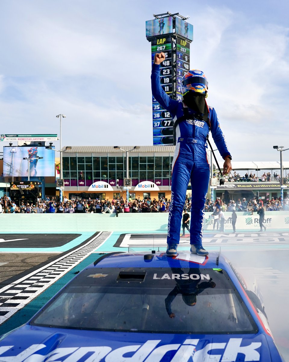 Kyle Larson sneaks up on teammate for first win of&nbsp;season